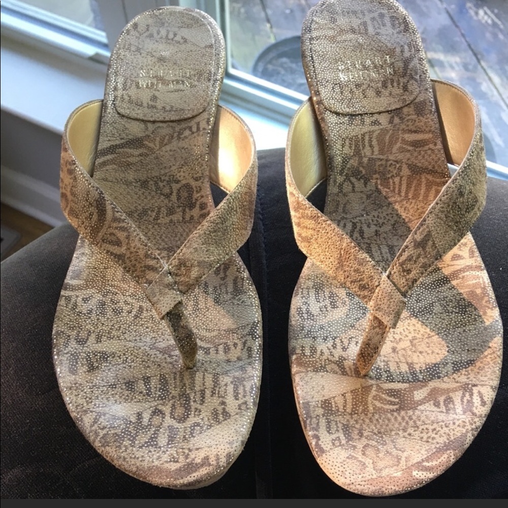 New stuart weitzman cork wedge thongs sandals 7.5